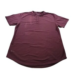 BYLT Drop Cut Lux Men's L Short Sleeve‎ Henley Shirt MAROON